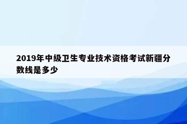 2019年中级卫生专业技术资格考试新疆分数线是多少