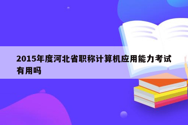 2015年度河北省职称计算机应用能力考试有用吗