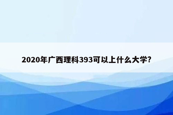 2020年广西理科393可以上什么大学?