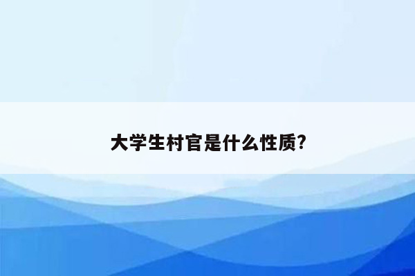 大学生村官是什么性质?