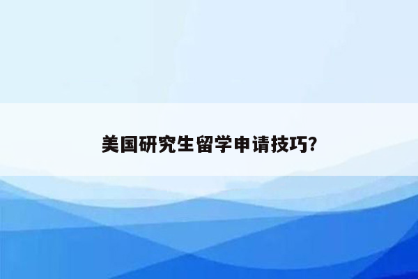 美国研究生留学申请技巧？