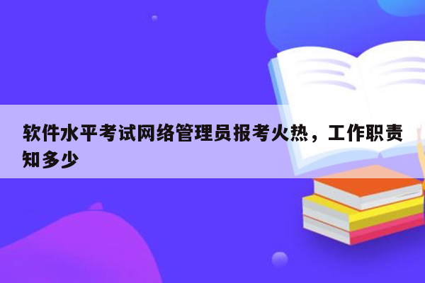 软件水平考试网络管理员报考火热，工作职责知多少