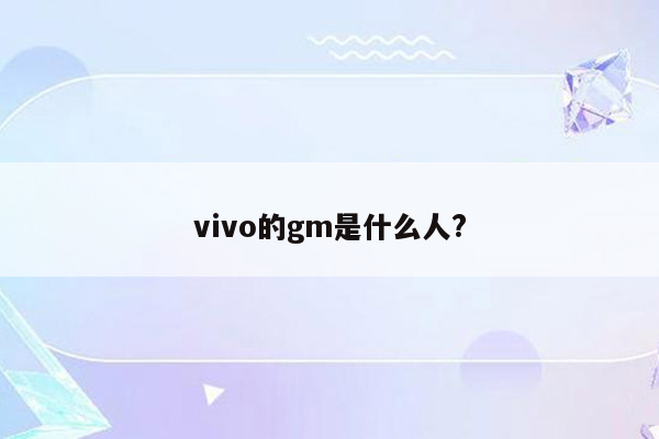 vivo的gm是什么人?