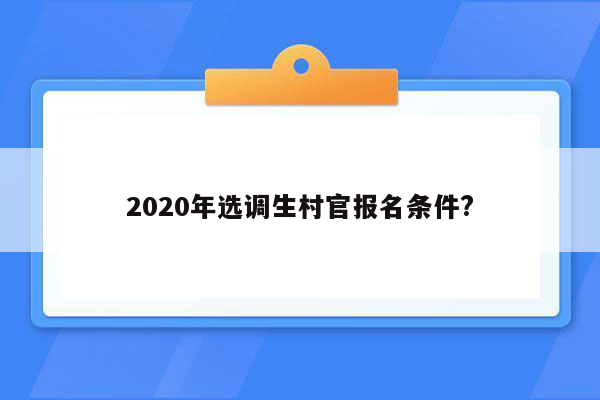 2020年选调生村官报名条件?