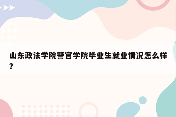 山东政法学院警官学院毕业生就业情况怎么样?