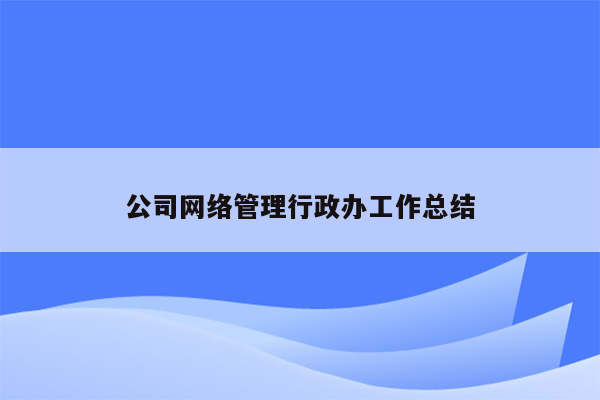 公司网络管理行政办工作总结