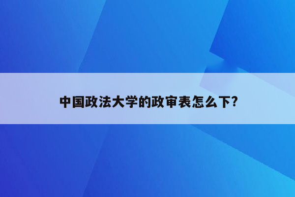 中国政法大学的政审表怎么下?