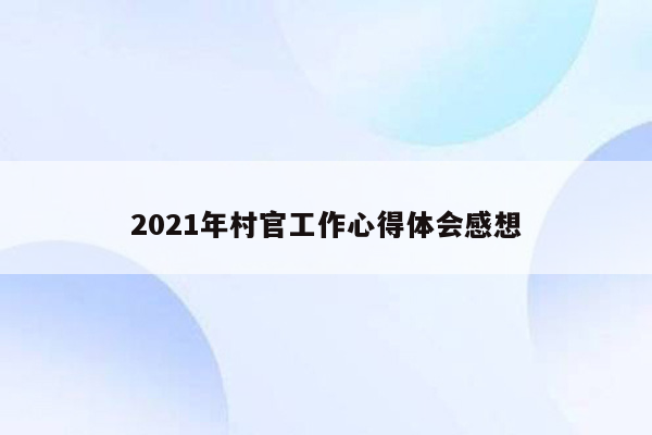 2021年村官工作心得体会感想