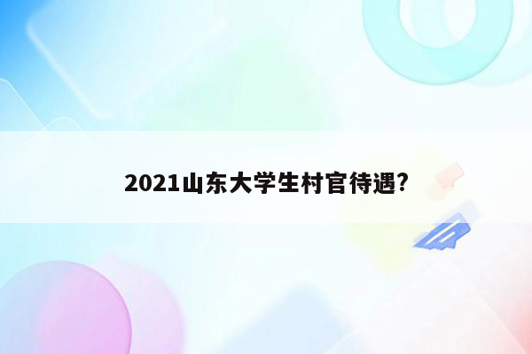 2021山东大学生村官待遇?