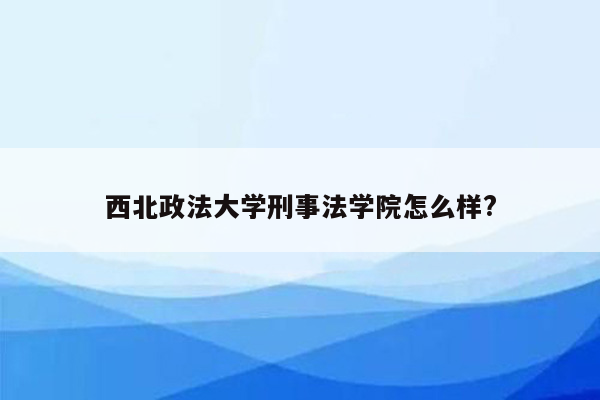 西北政法大学刑事法学院怎么样?