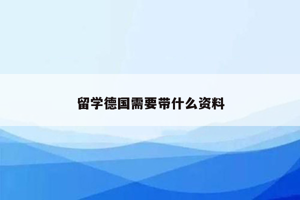 留学德国需要带什么资料