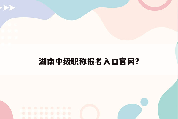 湖南中级职称报名入口官网?