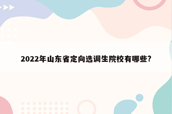 2022年山东省定向选调生院校有哪些?