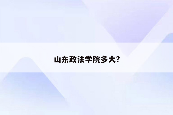 山东政法学院多大?