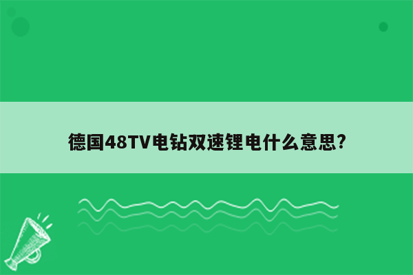 德国48TV电钻双速锂电什么意思?