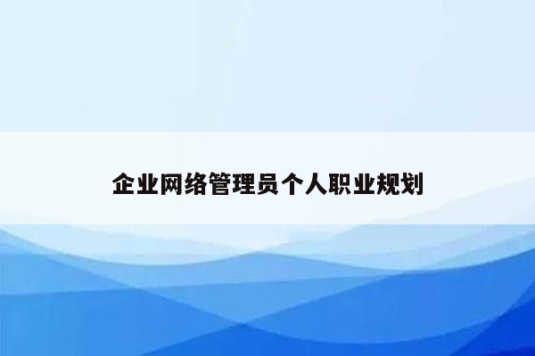 企业网络管理员个人职业规划