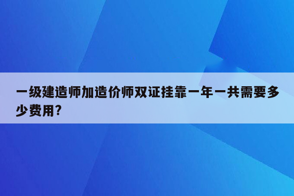 一级建造师加造价师双证挂靠一年一共需要多少费用?