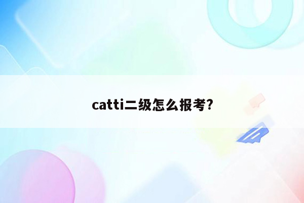 catti二级怎么报考?