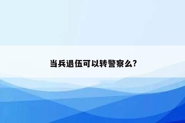 当兵退伍可以转警察么?