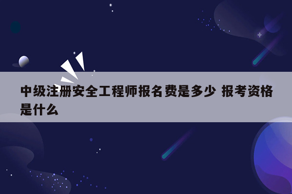 中级注册安全工程师报名费是多少 报考资格是什么