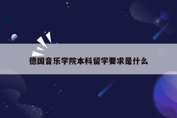 德国音乐学院本科留学要求是什么