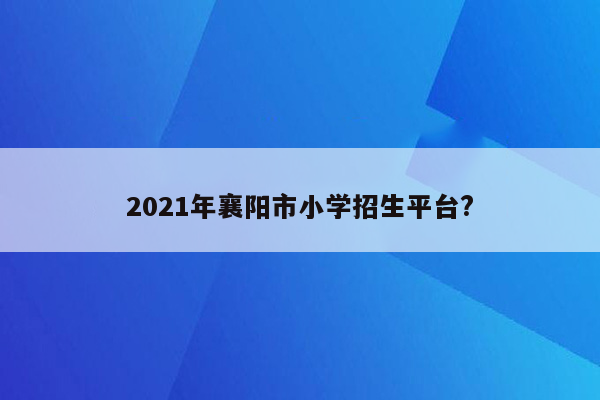 2021年襄阳市小学招生平台?