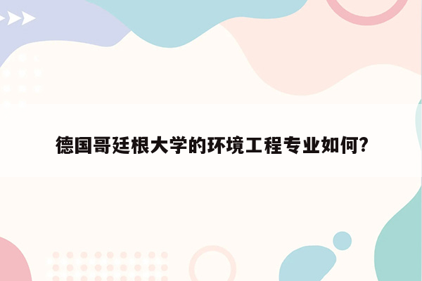 德国哥廷根大学的环境工程专业如何?