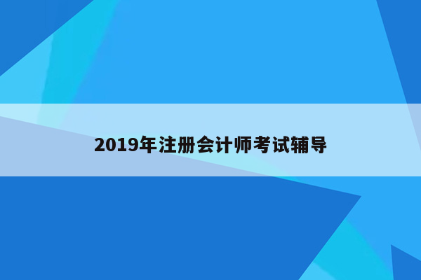 2019年注册会计师考试辅导