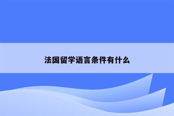 法国留学语言条件有什么