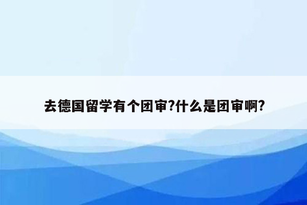 去德国留学有个团审?什么是团审啊?