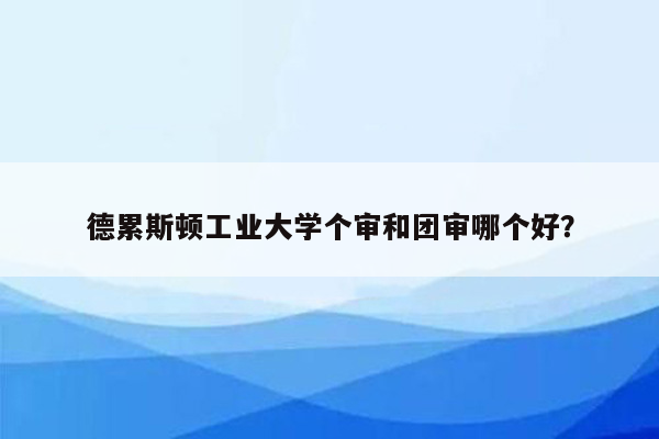 德累斯顿工业大学个审和团审哪个好？