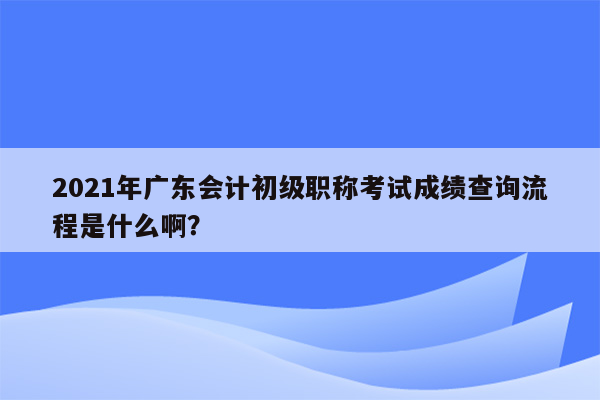 2021年广东会计初级职称考试成绩查询流程是什么啊？