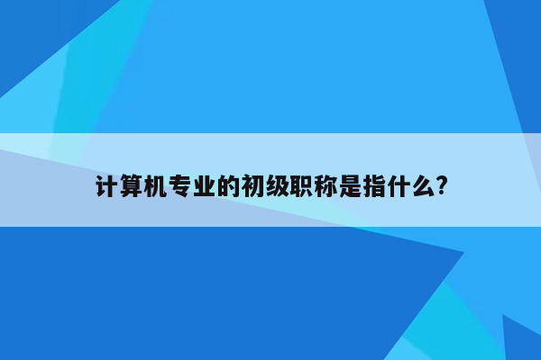 计算机专业的初级职称是指什么?