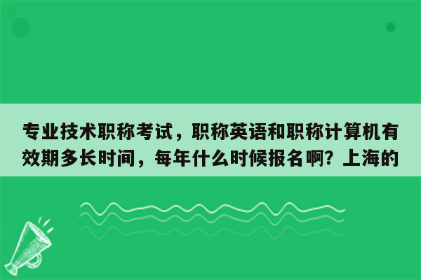 专业技术职称考试，职称英语和职称计算机有效期多长时间，每年什么时候报名啊？上海的