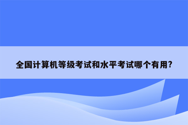 全国计算机等级考试和水平考试哪个有用?