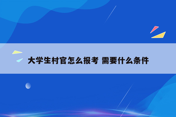 大学生村官怎么报考 需要什么条件