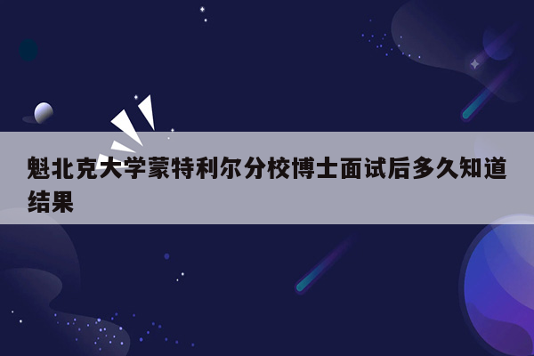 魁北克大学蒙特利尔分校博士面试后多久知道结果