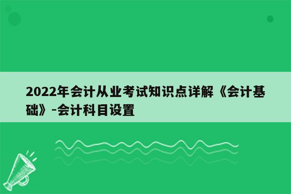 2022年会计从业考试知识点详解《会计基础》-会计科目设置