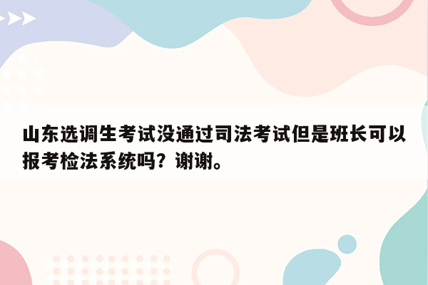 山东选调生考试没通过司法考试但是班长可以报考检法系统吗？谢谢。