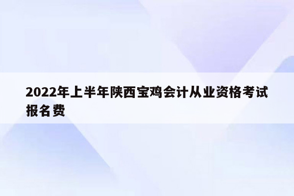 2022年上半年陕西宝鸡会计从业资格考试报名费