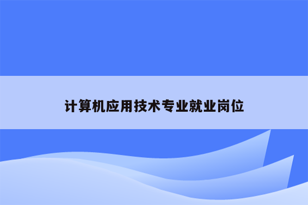 计算机应用技术专业就业岗位