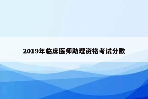 2019年临床医师助理资格考试分数