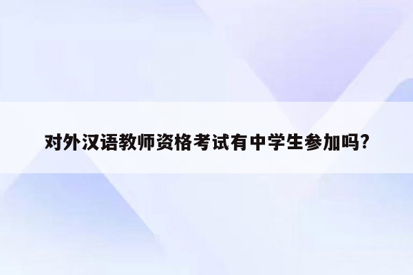 对外汉语教师资格考试有中学生参加吗?