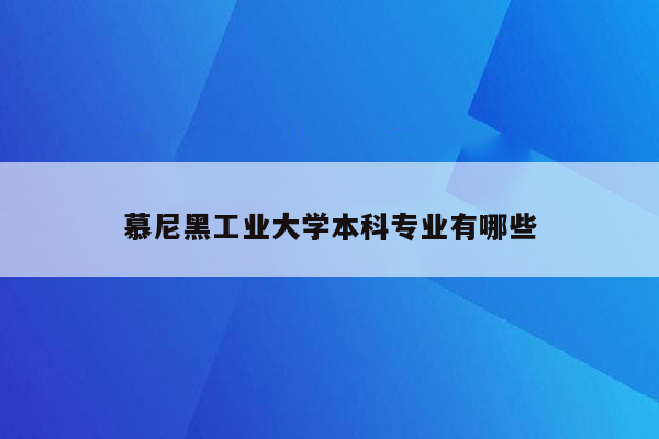 慕尼黑工业大学本科专业有哪些