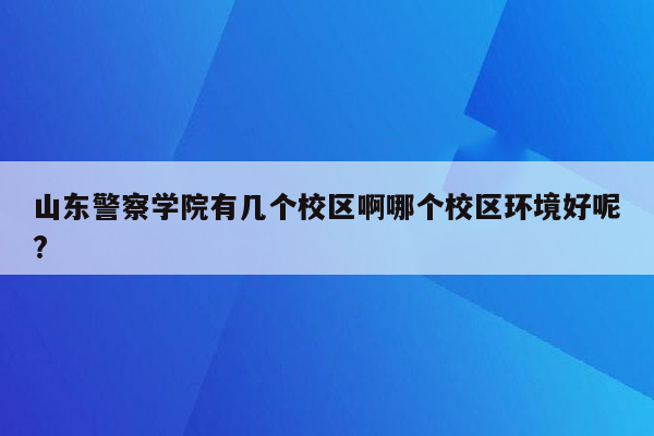 山东警察学院有几个校区啊哪个校区环境好呢?