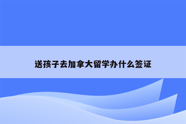 送孩子去加拿大留学办什么签证