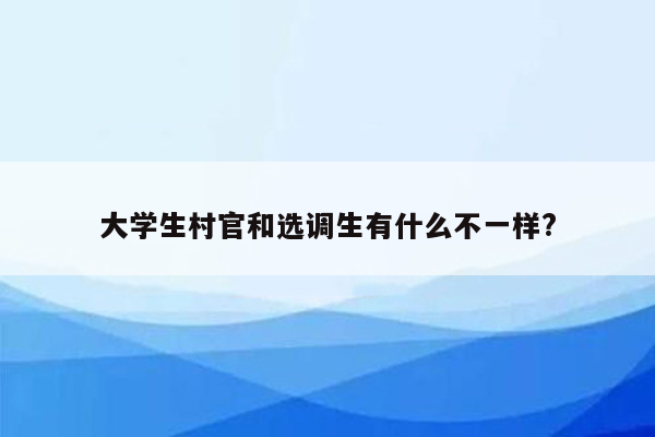 大学生村官和选调生有什么不一样?