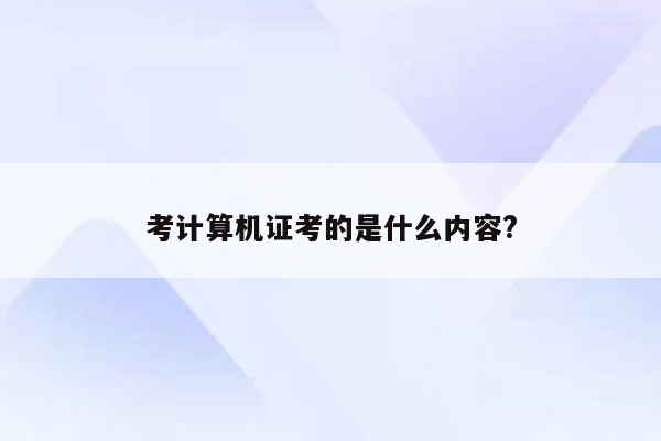 考计算机证考的是什么内容?