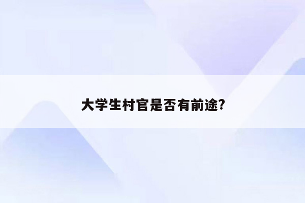 大学生村官是否有前途?