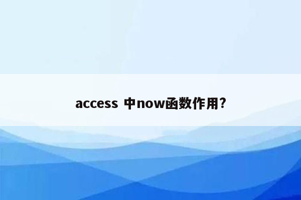 access 中now函数作用?